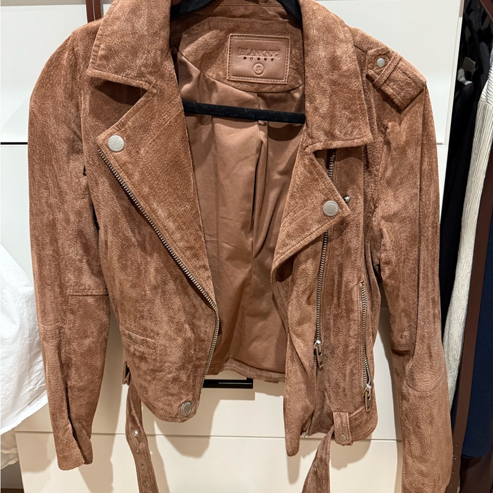 Blank NYC Tan Suede Bomber Jacket